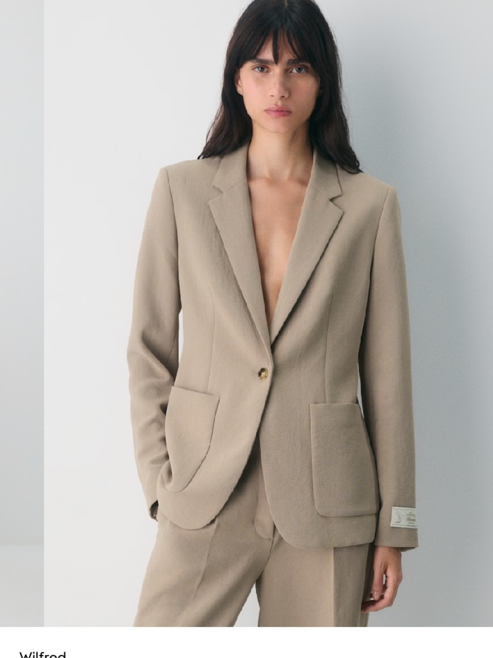 Aritizia Wilfred Augusta Nomad Taupe Single-Button Blazer